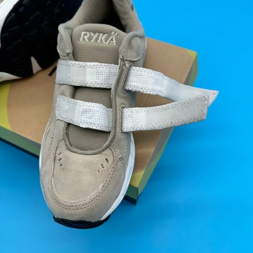 Ryka Sportwalker‎ 3 hook and loop Beige Leather Walking Shoes Womens 8.5